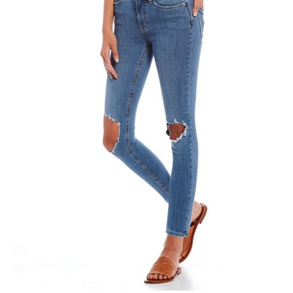 Free People High Waist Busted Skinny Ankle Jeans